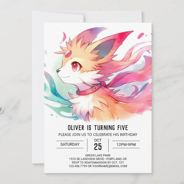Invitación Cumpleaños de personalizado Woodland Fox (Anverso)