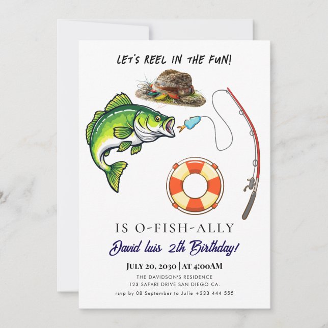 Invitación cumpleaños de pesca (Anverso)