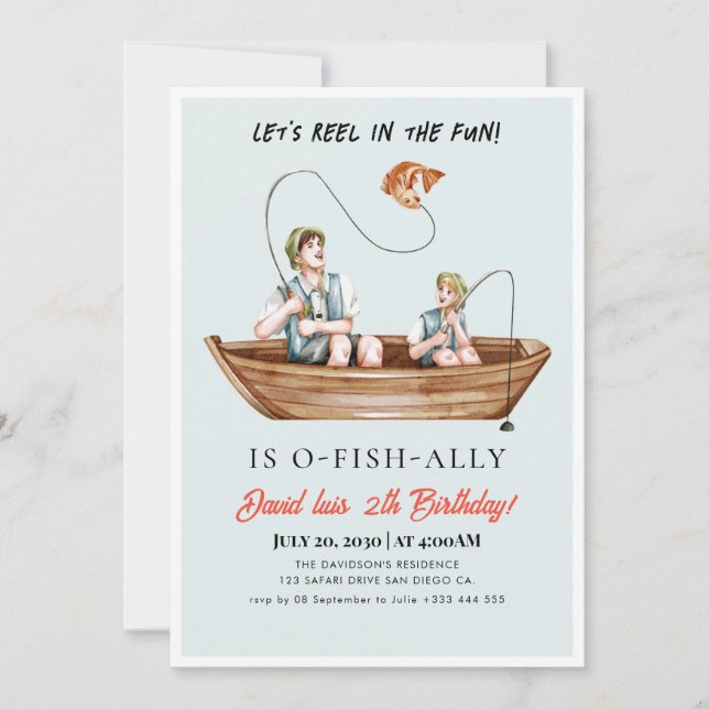 Invitación cumpleaños de pesca (Anverso)