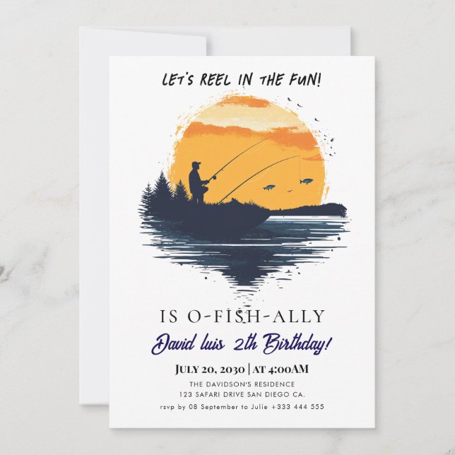 Invitación cumpleaños de pesca (Anverso)