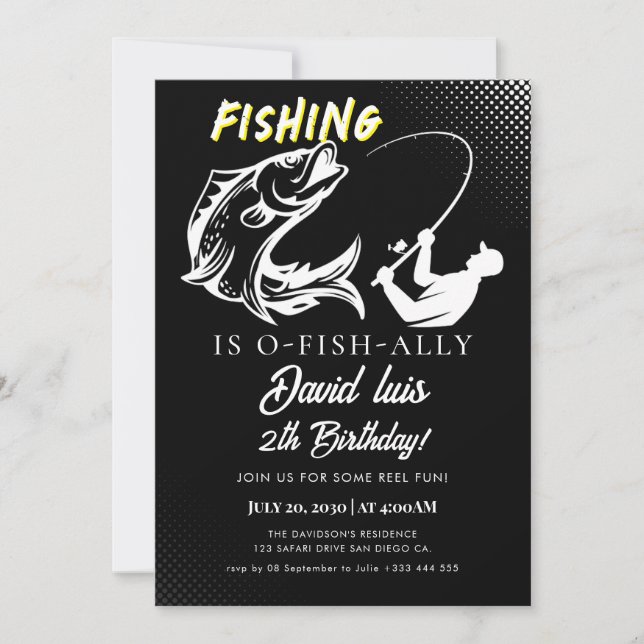 Invitación cumpleaños de pesca (Anverso)