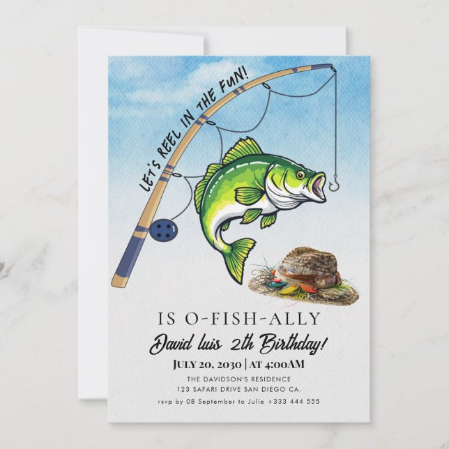 Invitación cumpleaños de pesca (Anverso)