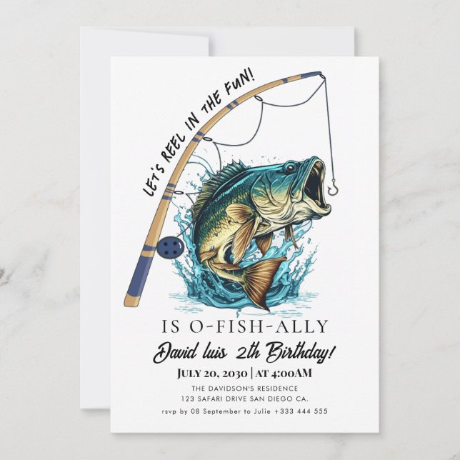 Invitación cumpleaños de pesca (Anverso)