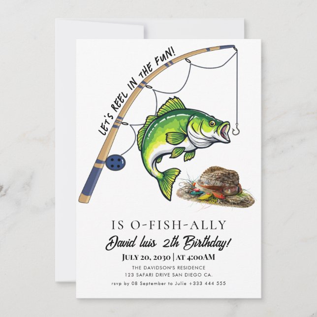 Invitación cumpleaños de pesca (Anverso)