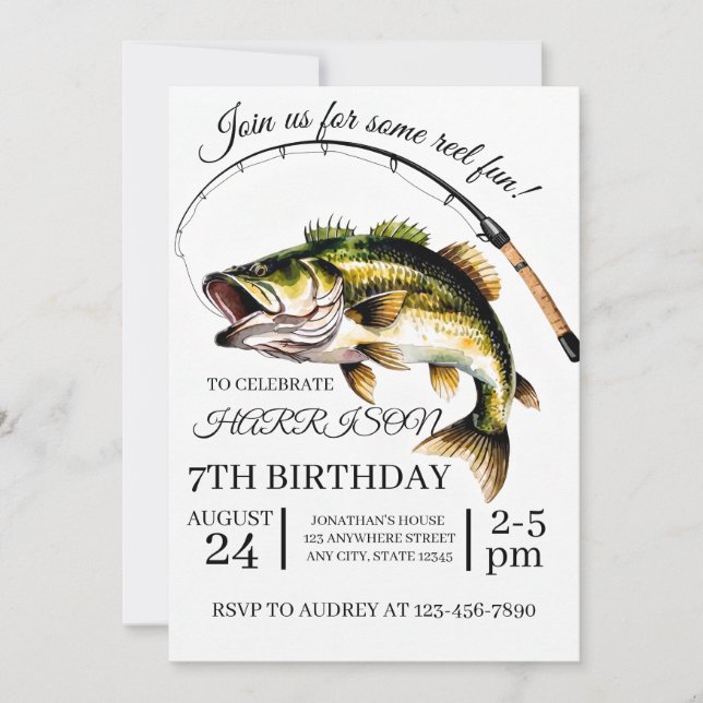 Invitación Cumpleaños de Pesca Editable (Anverso)