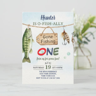 Invitación Cumpleaños de pesca O-Fish-Ally uno