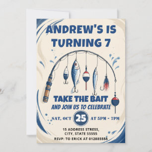 Invitación Cumpleaños de pesca personalizado O-Fish-Ally