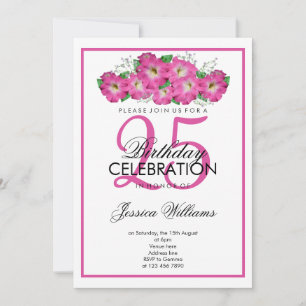 Invitación Cumpleaños de Petunias Rosadas Románticas