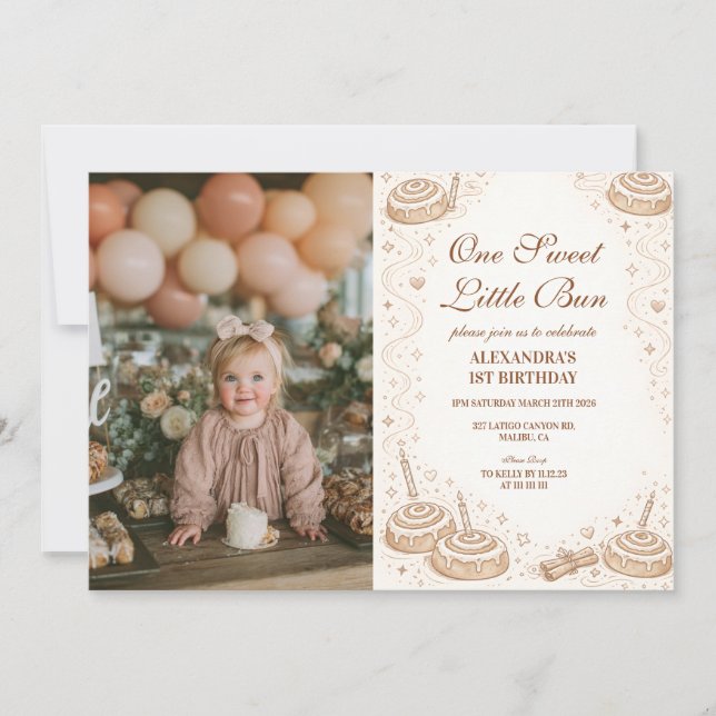 Invitación Cumpleaños de Photo Cinnamon Swirl Little Bun (Anverso)
