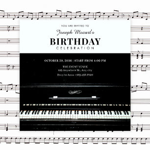 Invitación cumpleaños de piano clásico