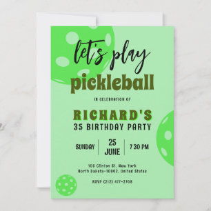 Invitación Cumpleaños de Pickleball Verde Fiesta de Deportes 