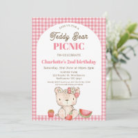 Cumpleaños de picnic de osito de felpa con arco de
