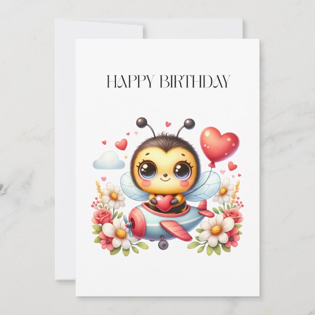 Invitación Cumpleaños de piloto abeja (Anverso)