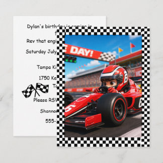 Invitación Cumpleaños de Piloto de Autos de Carrera Descarga 