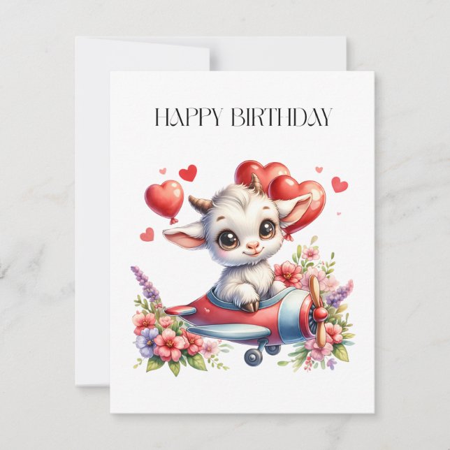 Invitación Cumpleaños de piloto de cabra (Anverso)