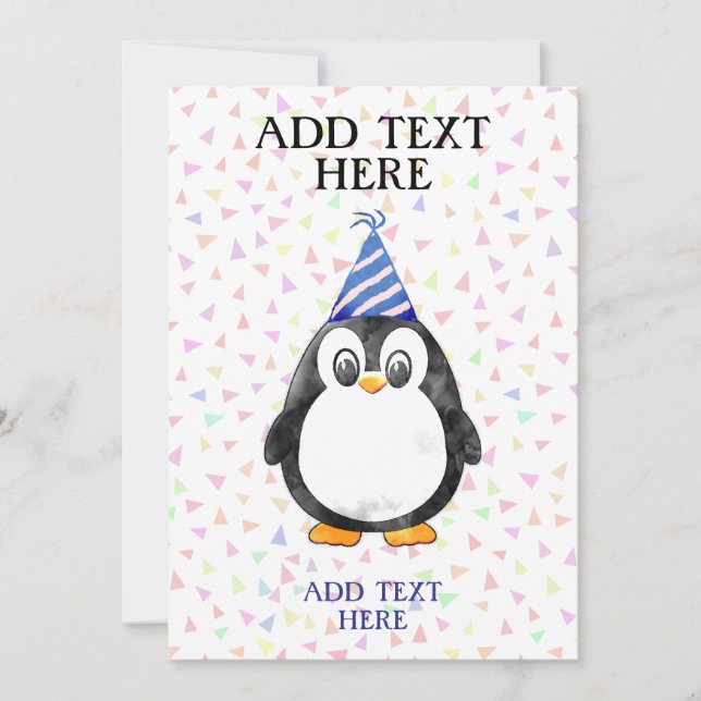 Invitación Cumpleaños de pingüino bebé lindo (Anverso)
