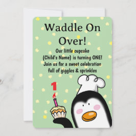 Invitación Cumpleaños de Pingüino Cute (1er cumpleaños)