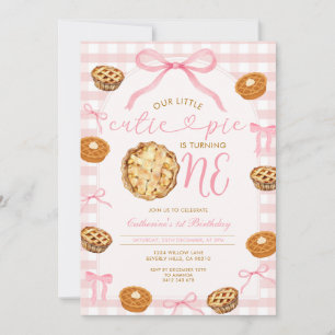 Invitación Cumpleaños de Pink Bow Cutie Pie