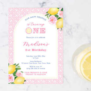 Invitación Cumpleaños de Pink Citrus Main Squeeze Girl's 1er