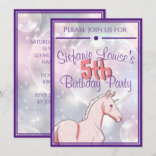 Invitación Cumpleaños de Pink Palomino Unicorn