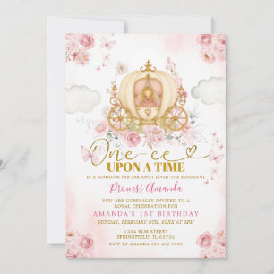 Invitación Cumpleaños de Pink Princess One-ce Upon A Time