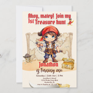 Invitación Cumpleaños de pirata para niños de 1 año