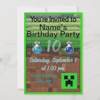 Invitación Cumpleaños de Pixel
