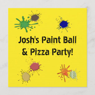 Invitación Cumpleaños de Pizza de Paint Ball de Niños