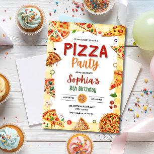 Invitación Cumpleaños de Pizza Fiesta de Pizza para Niños Cum