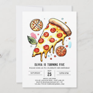Invitación Cumpleaños de Pizza Whimsical Impreso