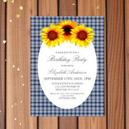 Invitación Cumpleaños de Plaid de Girasol