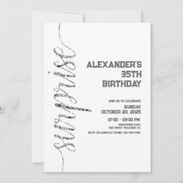 Invitación cumpleaños de plata minimalista