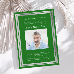 Invitación cumpleaños de plata verde