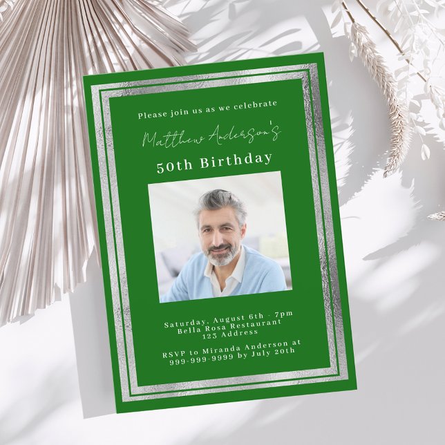 Invitación cumpleaños de plata verde (Subido por el creador)