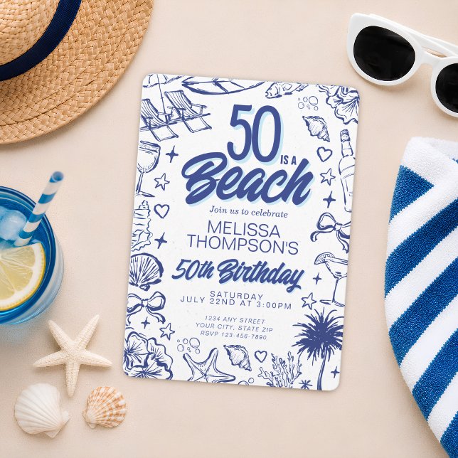Invitación Cumpleaños de Playa Caprichoso Dibujado a Mano Gar (Subido por el creador)