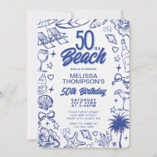 Invitación Cumpleaños de Playa Caprichoso Moderno 50