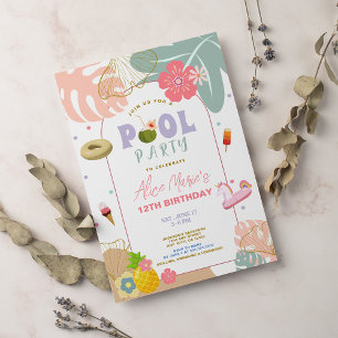 Invitación Cumpleaños de playa de piña de verano tropical