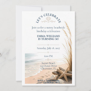 Invitación Cumpleaños de Playa del Océano Costero