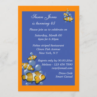 Invitación Cumpleaños de playa naranja azul PERSONALIZAR