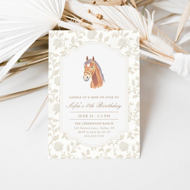 Invitación Cumpleaños de poni con estribos de caballo marrón  (Subido por el creador)