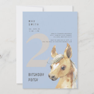 Invitación Cumpleaños de pony azul por 2º cumpleaños