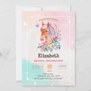 Invitación Cumpleaños de pony bonito adorable