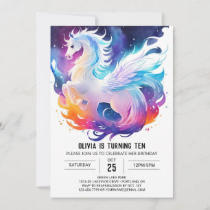 Invitación Cumpleaños de Pony Pony en acuarela en línea