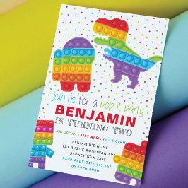 Invitación Cumpleaños de Pop It Boy Dinosaur Robot
