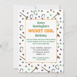 Invitación Cumpleaños de Preppy con Croquet Retro