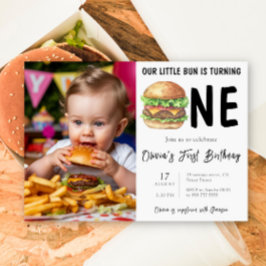 Invitación Cumpleaños de Primer Año con Hamburguesa a la Parr