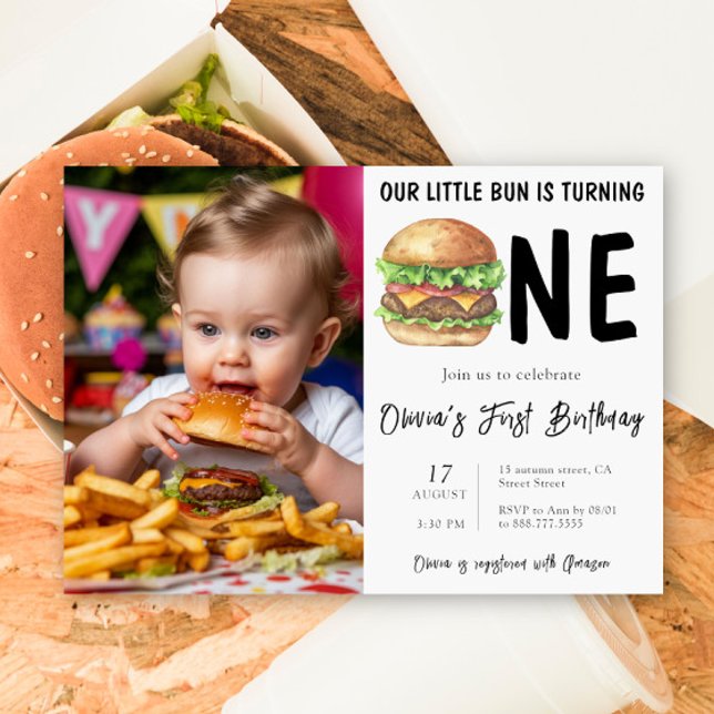 Invitación Cumpleaños de Primer Año con Hamburguesa a la Parr (Subido por el creador)
