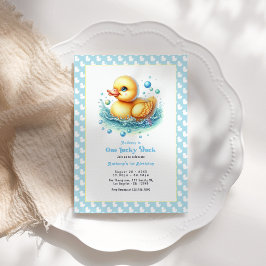Invitación Cumpleaños de Primer Año de Un Pato Afortunado
