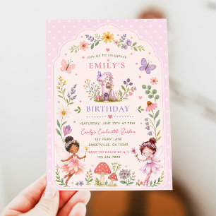 Invitación Cumpleaños de primer año del jardín de hadas de ni