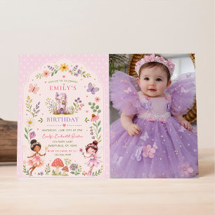 Invitación Cumpleaños de primer año del jardín de hadas de ni